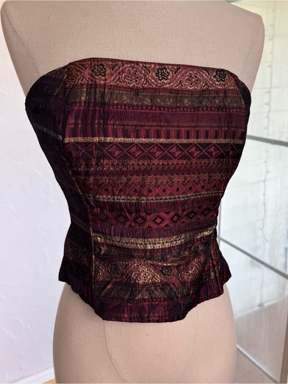 Vintage Scott McClintock Brocade Corset Top Y2K Strapless Bustier